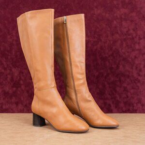 Joie Women Racquel Caramel Leather Zip Riding Fashion Knee Boots sz 10US